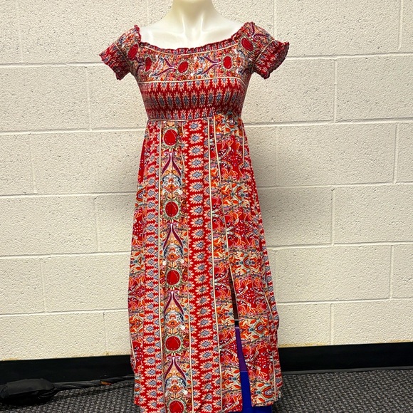 Bohemian Red and Blue Maxi Dress - Picture 1 of 2